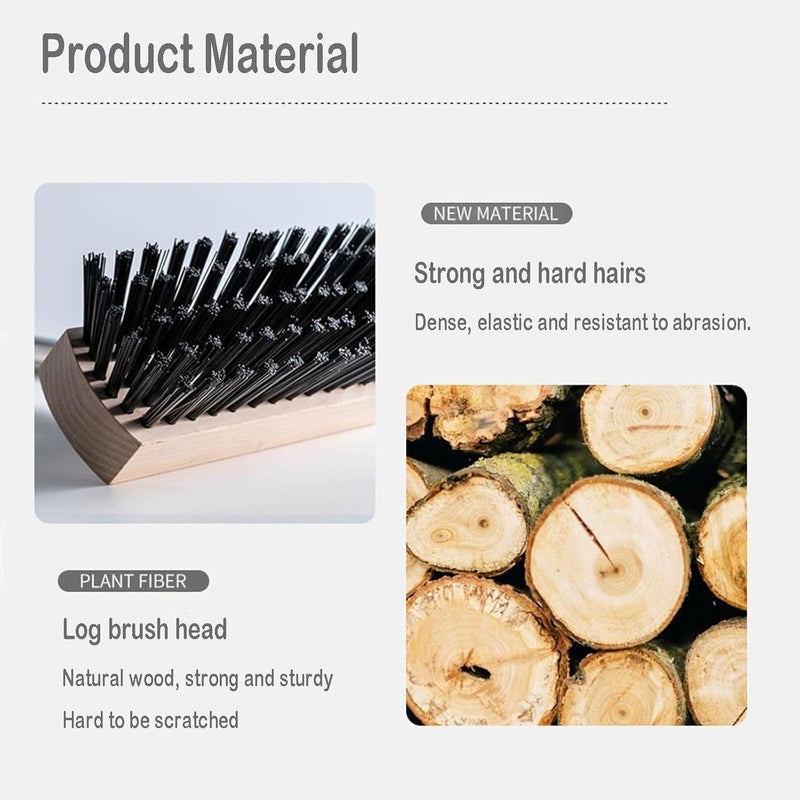 BSMstone Heavy Duty Push Broom Stiff Bristle Broom Brush with Solid Wood Broom Head Indoor Outdoor Floor Scrubber Brushes for Bathroom Bathtub Tile Floor Patio Swimming Pool - Image 5